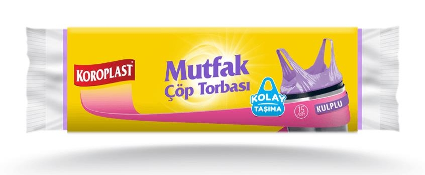 Koroplast Güçlü Çöp Torbası Mutfak 63x70 Cm Kulplu 15 Li