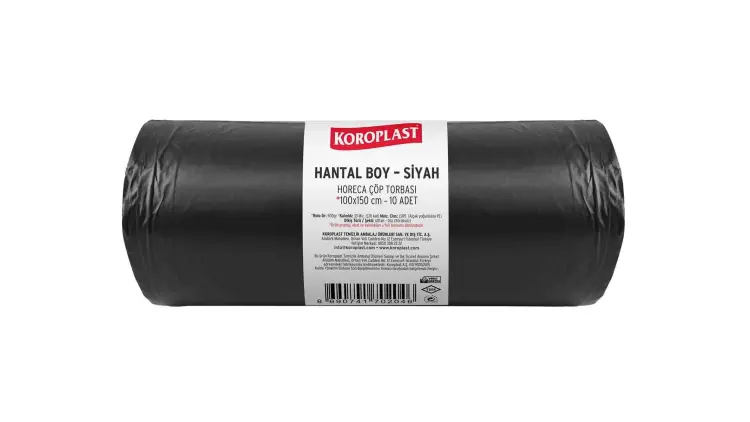 Koroplast Horeca Çöp Torbası Hantal 100x150 Cm Siyah 500 Gr 10 Lu 10 Rulo - 1