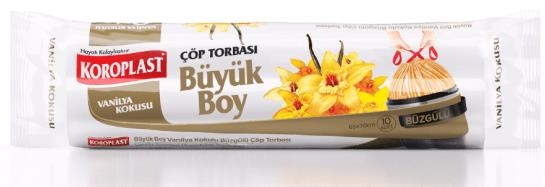 Koroplast Vanilya Kokulu Büzgülü Büyük Boy Çöp Torbası 65x70 Cm 10 Lu