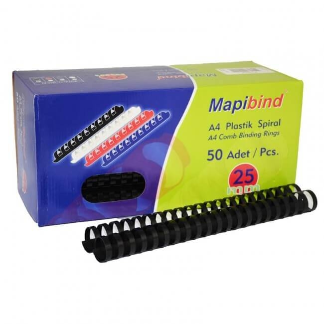 Mapibind 25 mm Plastik Spiral Siyah 50 Li 