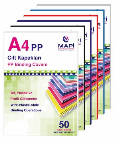 Mapibind 350 Mic PP A4 Cilt Kapağı Beyaz 50 Li 