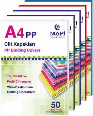 Mapibind 450 Mic PP A3 Cilt Kapağı Şeffaf Magenta 50 Li - 1
