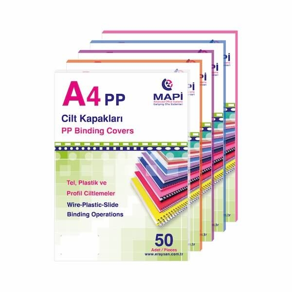 Mapibind 450 Mic PP A4 Cilt Kapağı Siyah 50 Li 
