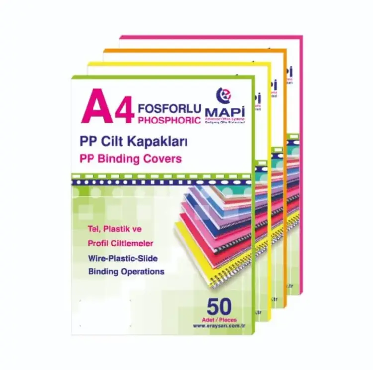 Mapibind 550 Mic A4 PP Cilt Kapağı Fosforlu Yeşil 50 Li - 1