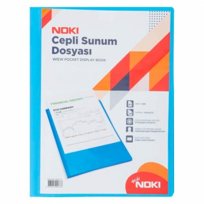 Noki Sunum Dosyası Cepli 40 Yaprak Mavi 