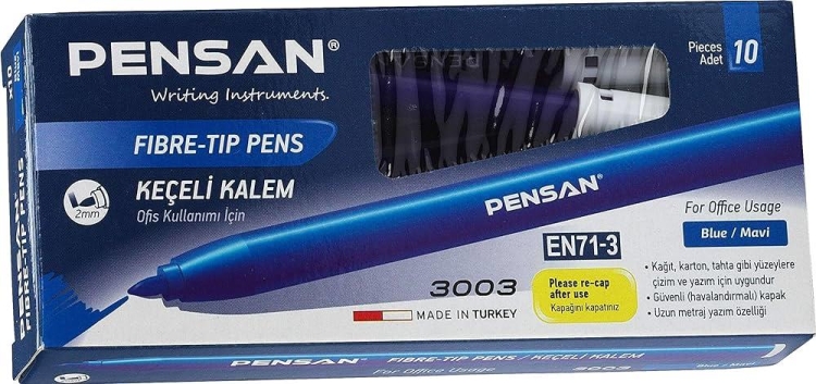Pensan Keçeli Kalem 3003 Mavi 10 Lu 