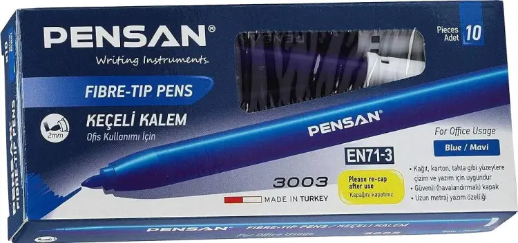 Pensan Keçeli Kalem 3003 Mavi 10 Lu - 1
