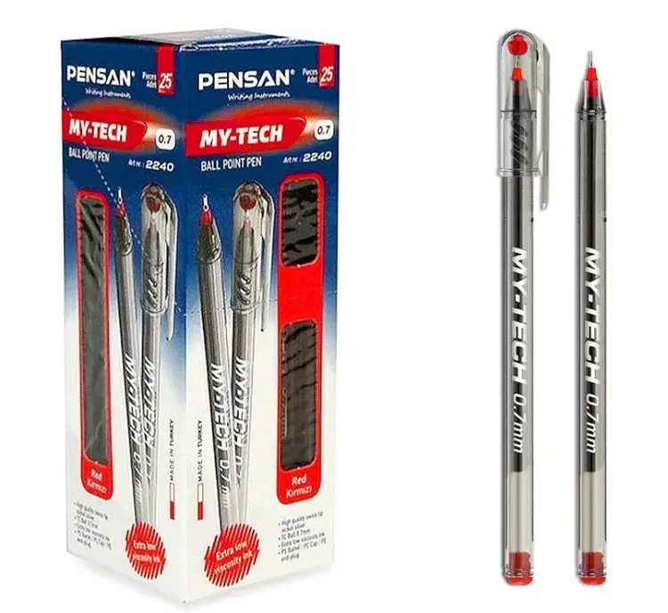 Pensan My-Tech Tükenmez Kalem 0.7 mm Kırmızı 25 Li 2240 - 1
