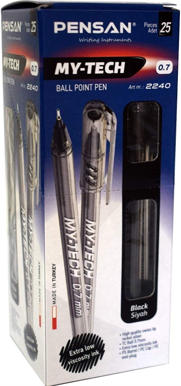 Pensan My-Tech Tükenmez Kalem 0.7 mm Siyah 25 Li 2240 
