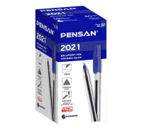 Pensan Şeffaf Üçgen Gövdeli Tükenmez Kalem 1.0 mm Mavi 50 Li Kutu 2021