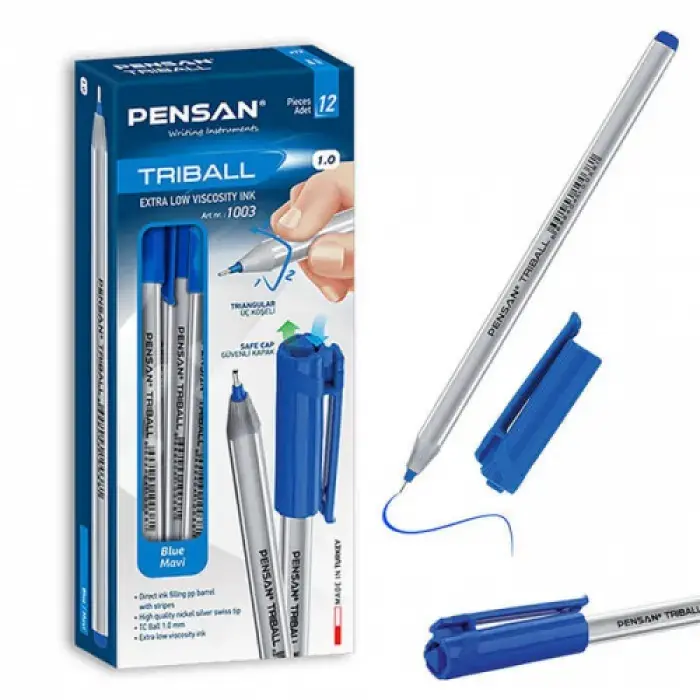 Pensan Triball Tükenmez Kalem Mavi 1 mm 12 Li 1003 - 1