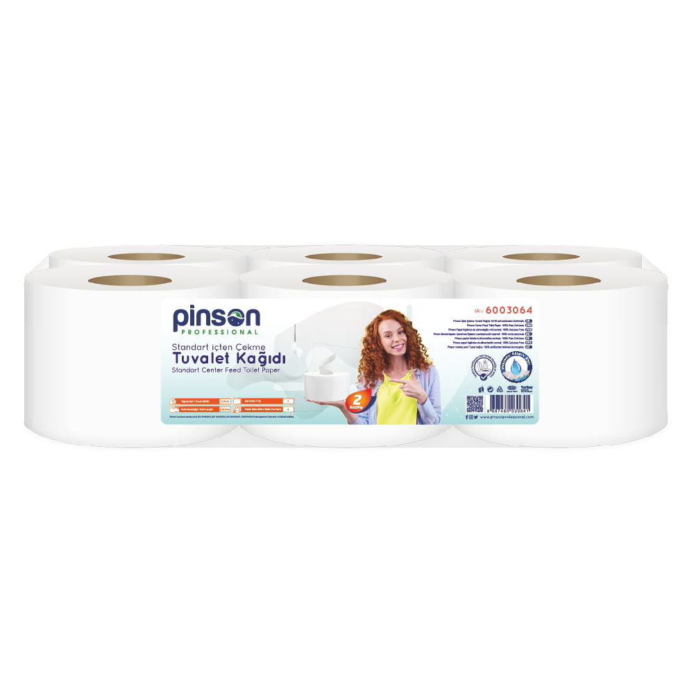 Pinson Standart İçten Çekmeli Tuvalet Kağıdı 6 Lı 140 Mt