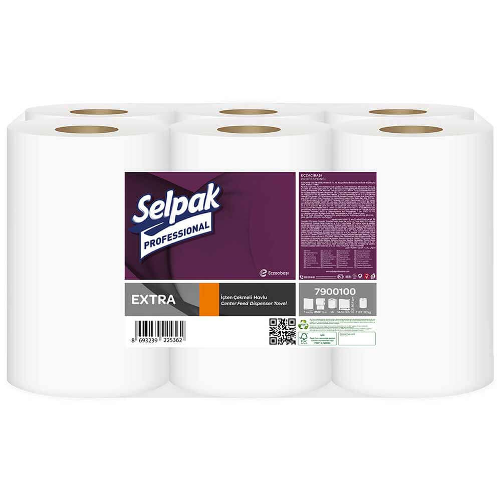 Selpak Professional Extra İçten Çekmeli Dispenser Havlu 21 Cm - 250 Mt 6 Lı