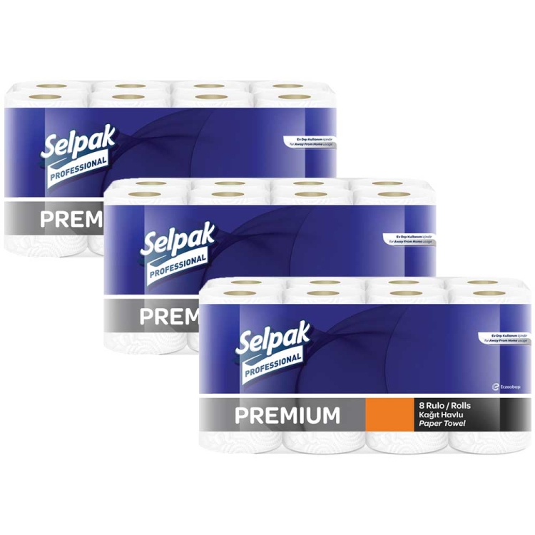 Selpak Professional Premium Rulo Havlu 8x3 Paket 24'lü 