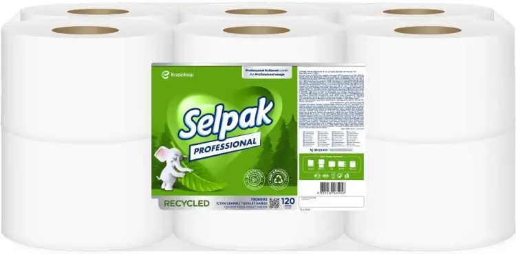 Selpak Professional Recycled İçten Çekmeli Tuvalet Kağıdı 12 Li 120 Mt - 1