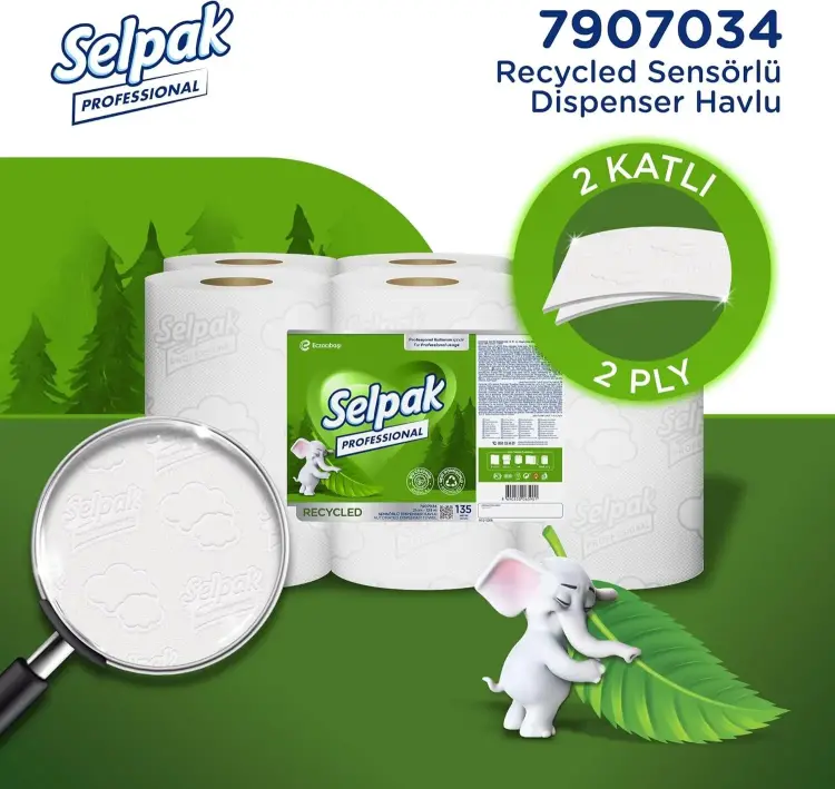 Selpak Professional Recycled Sensörlü Dispenser Havlu 21 Cm 135 Metre 6 Lı - 2