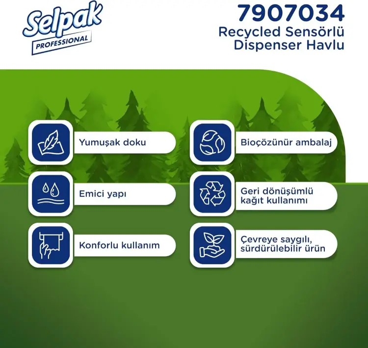 Selpak Professional Recycled Sensörlü Dispenser Havlu 21 Cm 135 Metre 6 Lı - 5