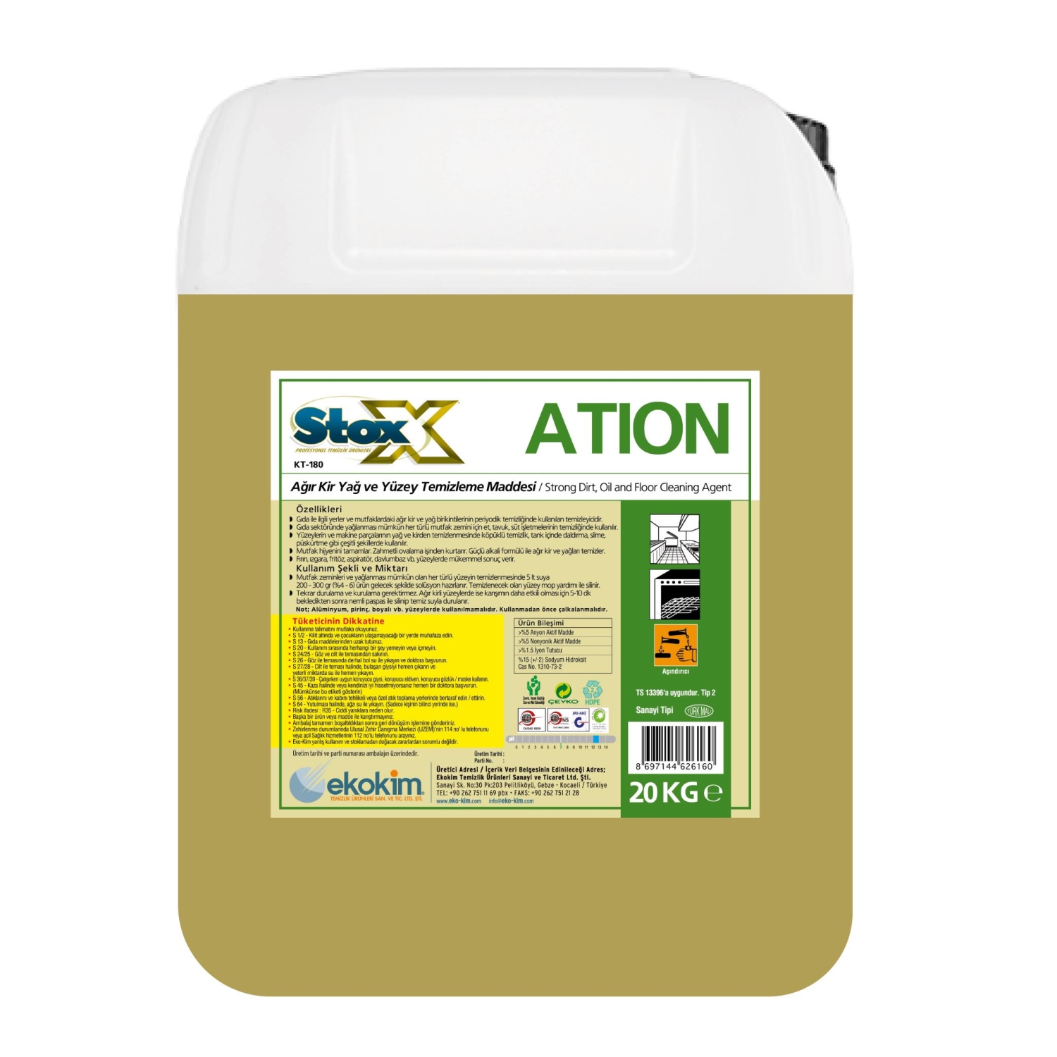 Stox Ation KT-180 Bakterisit Ağır Kir ve Yağ Sökücü 20 Kg