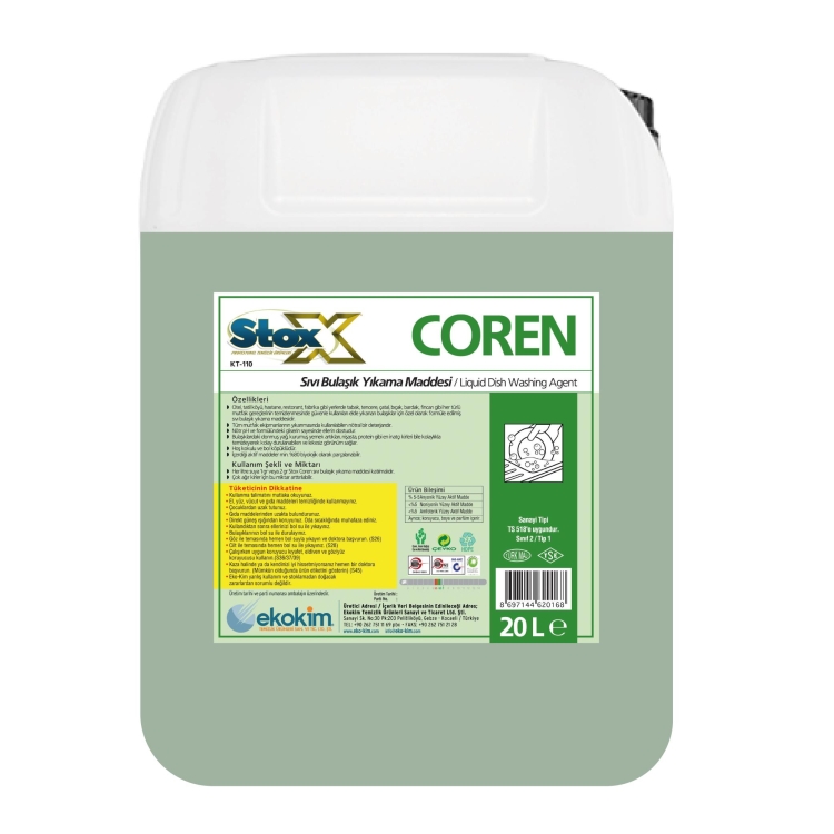 Stox Coren KT-110 Yüksek Aktifli Elde Bulaşık Deterjanı 20 Kg 