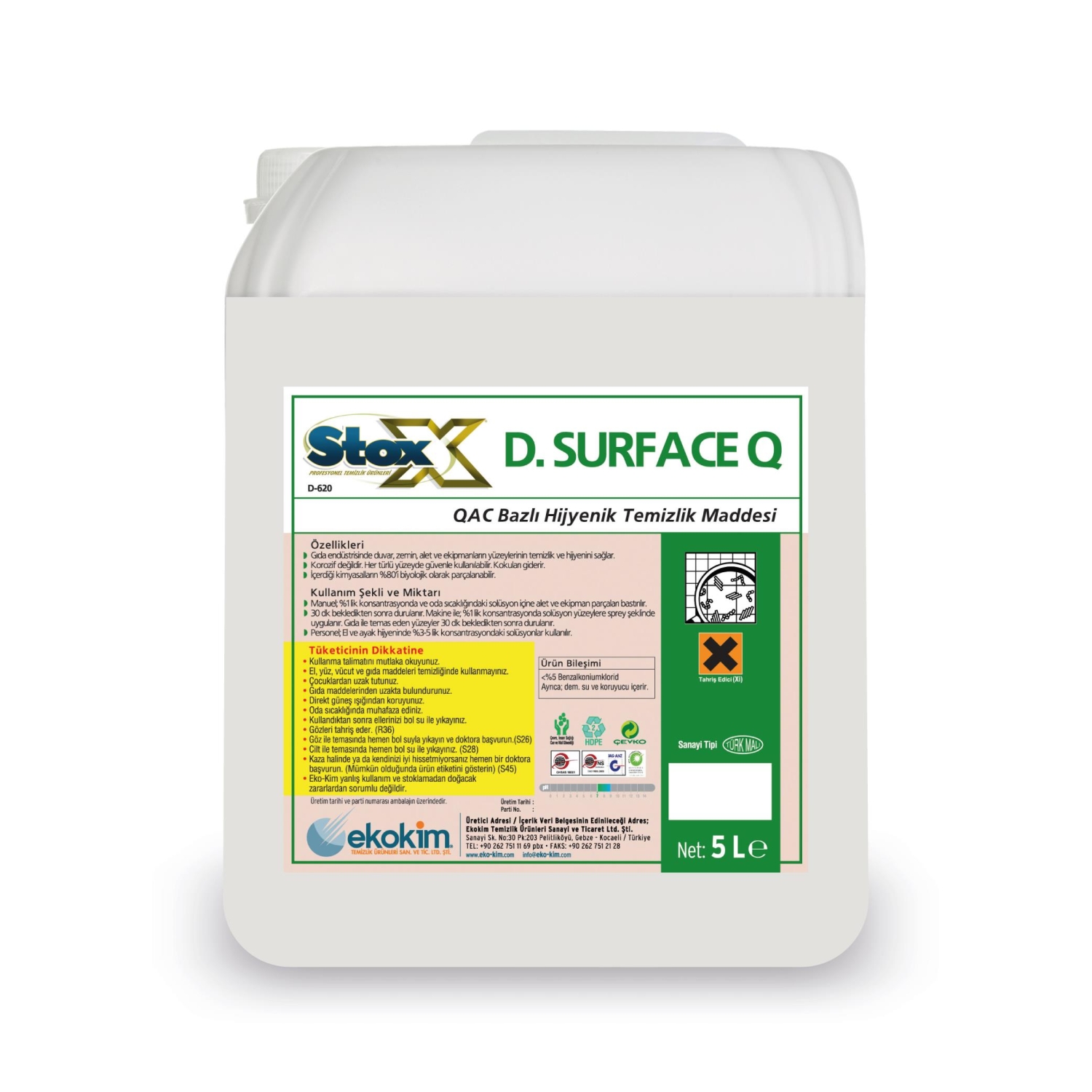 Stox D. Surface Q Qac Bazlı Yüzey Temizleyici 5 Kg