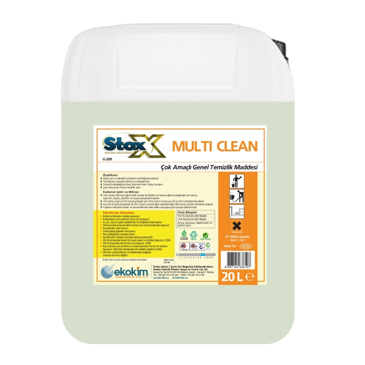 Stox Multi Clean Çok Amaçlı Genel Temizleyici 20 Kg 