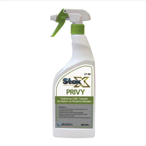 Stox Privy KT-190 Paslanmaz Çelik Yüzeylerde Bakım ve Parlatıcı 600 Ml - 1