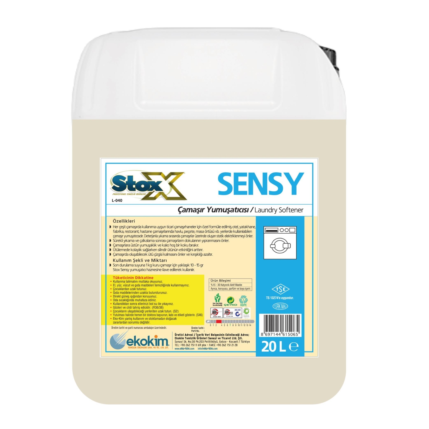Stox Sensy Çamaşır Yumuşatıcı Beyaz 20 Kg