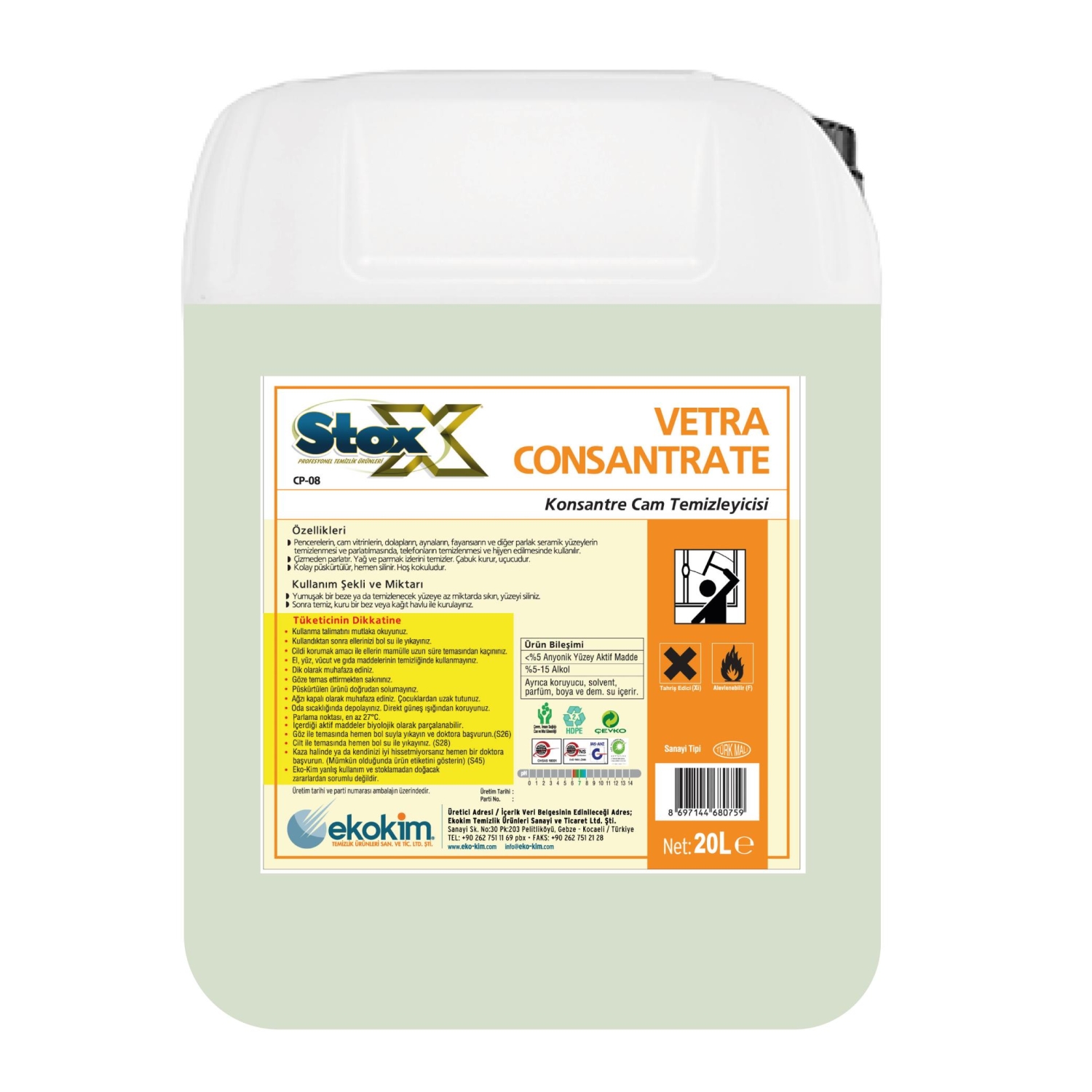 Stox Vetra Cam ve Parlak Yüzey Temizleyici 20 Kg