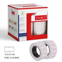 Tanex 12x21 mm Çizgili Beyaz Fiyat Etiket 800 Adet 6 Rulo