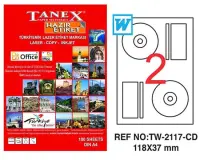 Tanex Lazer Etiket CD TW-2117 118x37 mm 100 Adet
