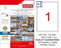 Tanex Lazer Etiket TW-2001 199.6x289.1 mm 100 Adet
