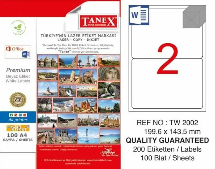 Tanex Lazer Etiket TW-2002 199.6x143.5 mm 100 Adet - 1