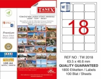 Tanex Lazer Etiket TW-2018 63.5x46.6 mm 100 Adet - Tanex