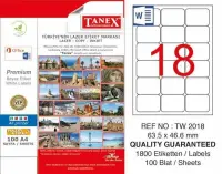 Tanex Lazer Etiket TW-2018 63.5x46.6 mm 100 Adet