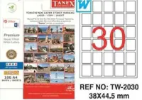 Tanex Lazer Etiket TW-2030 38x44.5 mm 100 Adet