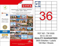 Tanex Lazer Etiket TW-2035 52.5x33 mm 100 Adet - 1