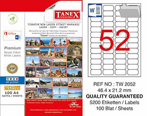 Tanex Lazer Etiket TW-2052 46.4x21.2 mm 100 Adet