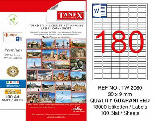 Tanex Lazer Etiket TW-2060 30x9 mm 100 Adet