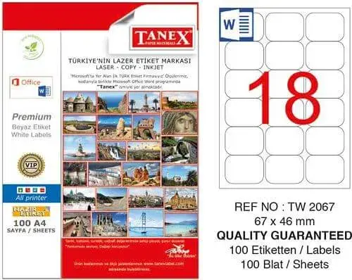 Tanex Lazer Etiket TW-2067 67x46 mm 100 Adet - 1