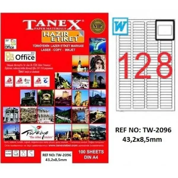 Tanex Lazer Etiket TW-2096 43.2x8.5 mm 100 Adet - 1