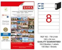 Tanex Lazer Etiket TW-2108 192x34 mm 100 Adet