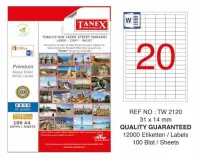 Tanex Lazer Etiket TW-2120 31x14 mm 100 Adet