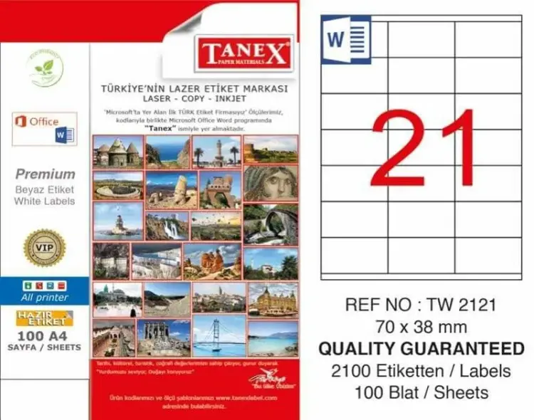 Tanex Lazer Etiket TW-2121 70x38 mm 100 Adet - 1