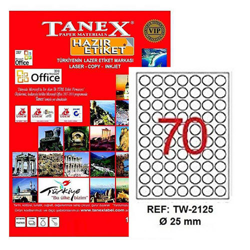 Tanex Lazer Etiket TW-2125 25 mm 100 Adet