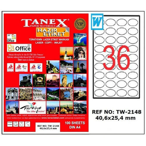 Tanex Lazer Etiket TW-2148 40.6x25.4 mm 100 Adet