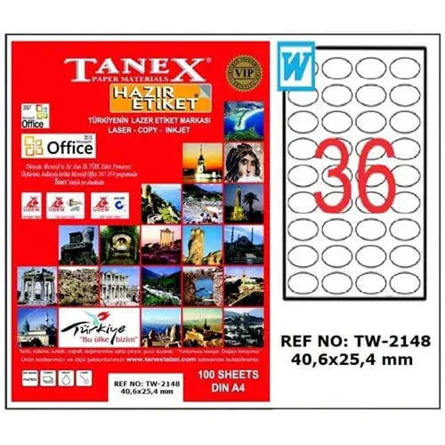 Tanex Lazer Etiket TW-2148 40.6x25.4 mm 100 Adet - 1