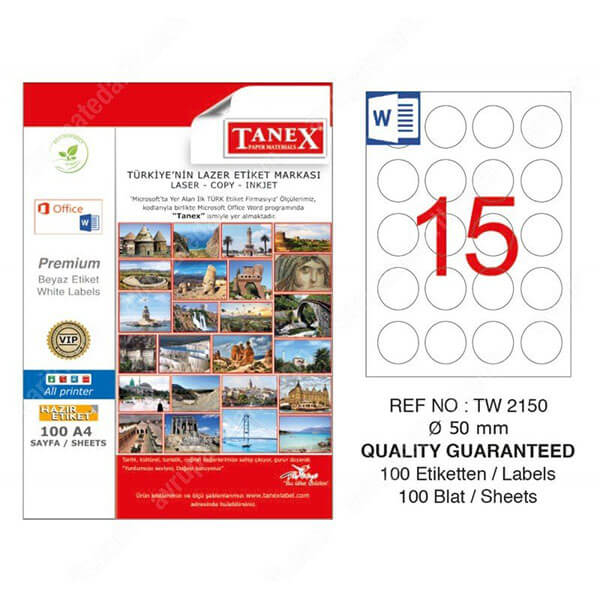 Tanex Lazer Etiket TW-2150 50 mm 100 Adet