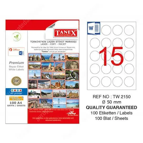 Tanex Lazer Etiket TW-2150 50 mm 100 Adet - 1