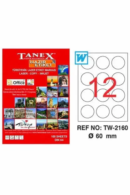 Tanex Lazer Etiket TW-2160 60 mm 100 Adet - 1