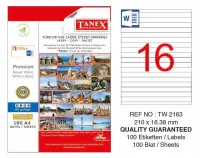Tanex Lazer Etiket TW-2163 210x16.38 mm 100 Adet
